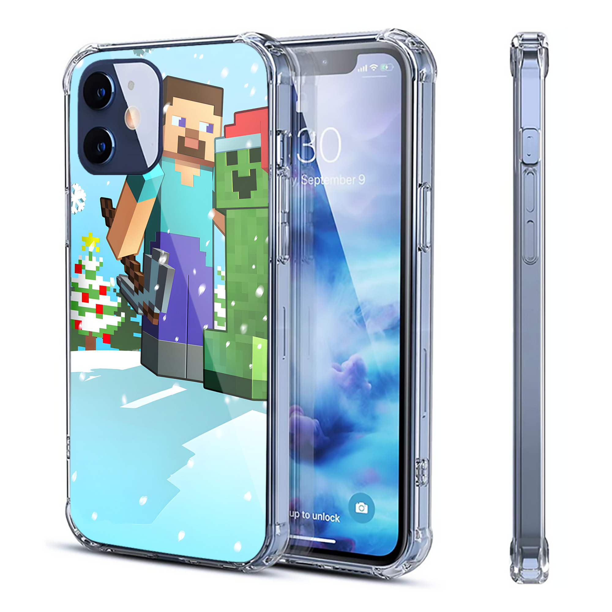 （画像用） マインクラフト ブロックの世界 Minecraft MC Block world 【iPhone 12シリーズ対応】透明スマホケース（クリアソフトケース）